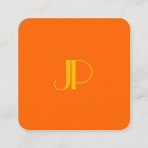 Carte De Visite Carré Client Moderne Monogramme Lettre Initiale Orange