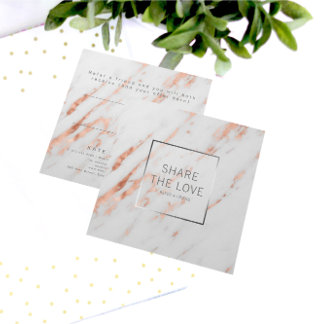 Carte De Visite Carré Client rose à la mode de référence de marbre