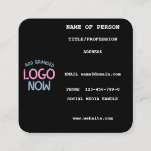 CARTE DE VISITE CARRÉ CLIENT SIMPLE CONTEMPORAIN PROPRE NOIR MODE