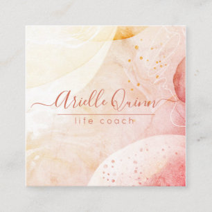 Carte De Visite Carré Coach de vie Formes aquarelles abstraites Écriture