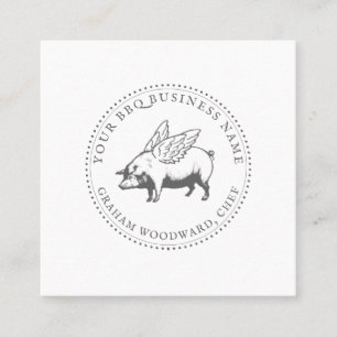 Carte De Visite Carré Cochon Avec Ailes Barbecue BBQ