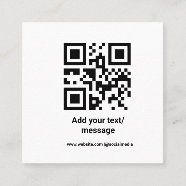 Carte De Visite Carré code barre personnalisé simple ajouter votre site  (Devant)