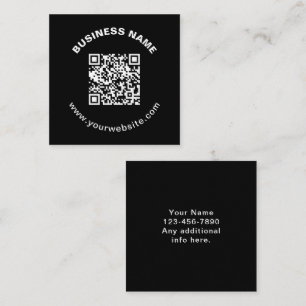 Carte De Visite Carré Code QR avec nom d'entreprise Texte circulaire gra