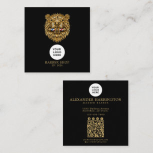 Carte De Visite Carré Code QR Barbershop Golden Beaver Professionnel