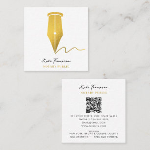 Carte De Visite Carré Code QR Calligraphie Agent de Signature Notariale 