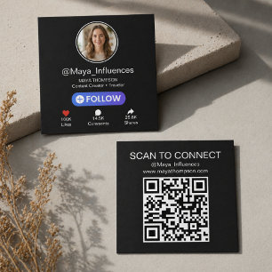 Carte De Visite Carré Code QR carré de style UI pour les influenceurs su
