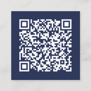 Carte De Visite Carré Code QR commercial personnalisable Minimal Navy Bl