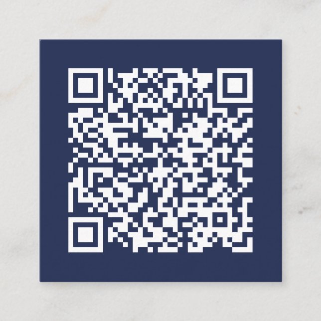 Carte De Visite Carré Code QR commercial personnalisable Minimal Navy Bl (Devant)