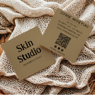 Carte De Visite Carré Code QR de beauté de spa de soins de peau minimali