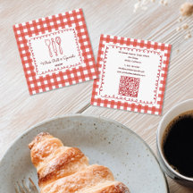 Code QR de boulangerie Gingham Rustique Fermière