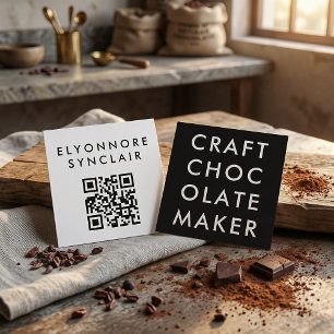 Carte De Visite Carré Code QR de fabricant de chocolat artisanal moderne