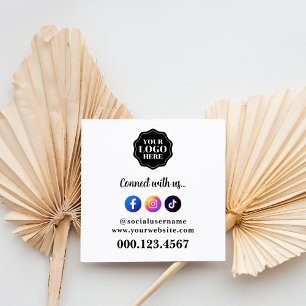 Carte De Visite Carré Code QR de médias sociaux élégant et simple       