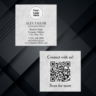 Carte De Visite Carré Code QR du logo exécutif gris professionnel
