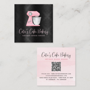 Carte De Visite Carré Code QR du mélangeur de cuisine rose pastel de bou