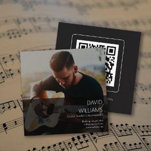 Carte De Visite Carré Code QR Enseignant de Musique Chanteur Compositeur