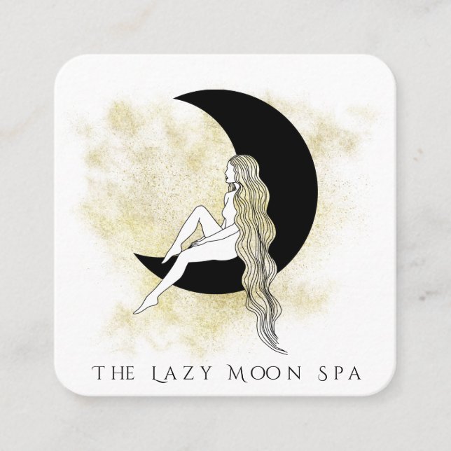Carte De Visite Carré *~* Code QR GODDESS Woman on Moon Meditate  (Devant)
