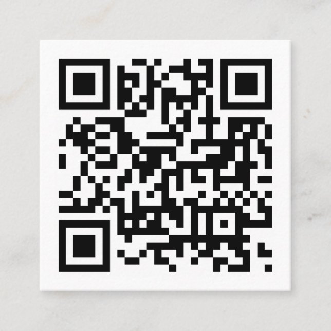Carte De Visite Carré Code QR Initial Minimal Monogramme Noir et Blanc (Devant)
