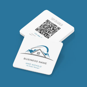 Carte De Visite Carré Code QR Logo d'entreprise Se connecter avec nous I