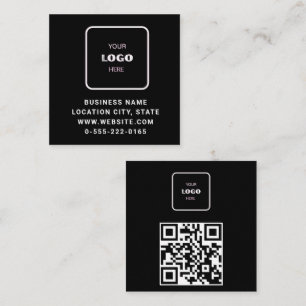 Carte De Visite Carré Code QR Logo Noir minimaliste