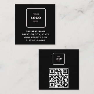 Carte De Visite Carré Code QR Logo Noir minimaliste