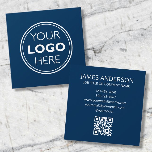 Carte De Visite Carré Code QR Logo Professionnel Minimaliste Moderne Mar (Créateur téléchargé)
