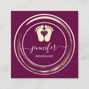 Carte De Visite Carré Code QR Logo Réflexologie Pied Massage Pieds Berry