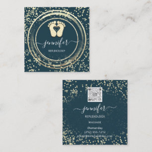 Carte De Visite Carré Code QR Logo Réflexologie Pied Massage Pieds Turqu