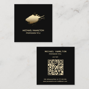 Carte De Visite Carré Code QR minimaliste professionnel de brosse en or