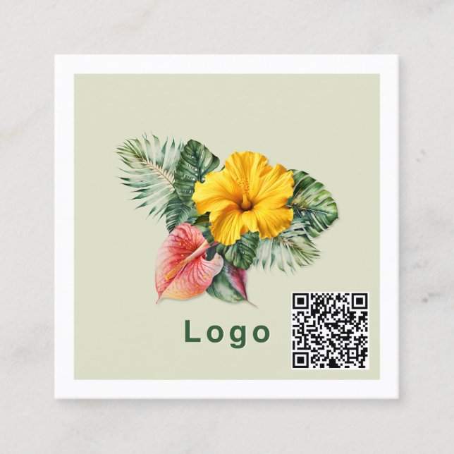 Carte De Visite Carré Code QR Modèle du logo (Devant)