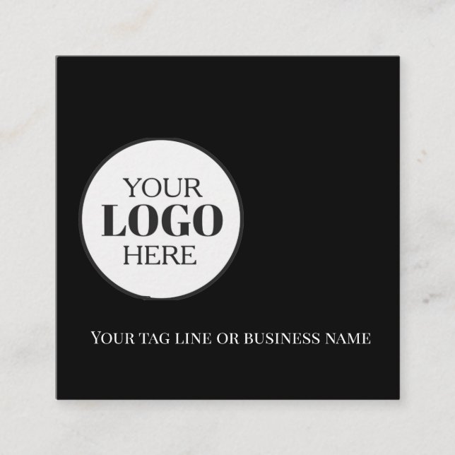 Carte De Visite Carré Code QR noir noir blanc logo simple (Devant)