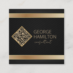 Carte De Visite Carré Code QR Or Moderne Profil