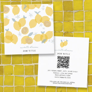 Carte De Visite Carré Code QR Pastel Citrus Lemons