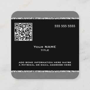 Carte De Visite Carré Code QR personnalisé Marbre noir et gris