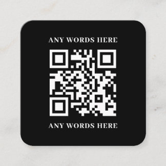 Carte De Visite Carré Code QR personnalisé noir élégant avec logo