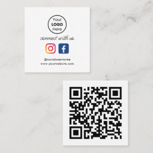 Carte De Visite Carré Code QR personnalisé Rétro Médias sociaux Connecte