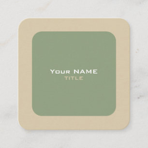 Carte De Visite Carré Code QR personnalisé Vert et Beige