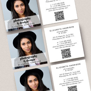 Carte De Visite Carré Code QR photo professionnel