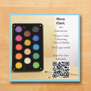 Carte De Visite Carré Code QR Professeur d'art formateur éducateur artis