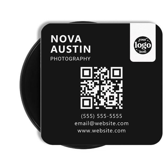 Carte De Visite Carré Code QR professionnel Conception minimale avec log (Créateur téléchargé)