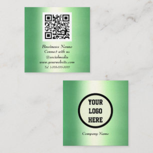 Carte De Visite Carré Code QR professionnel Emerald Green Metallic