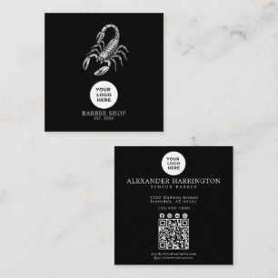 Carte De Visite Carré Code QR Scorpion Argent Professionnel de Salon de 