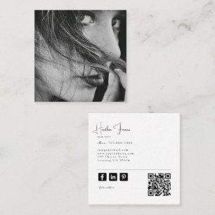Carte De Visite Carré Code QR Social Photo Professionnel Minimaliste Mod
