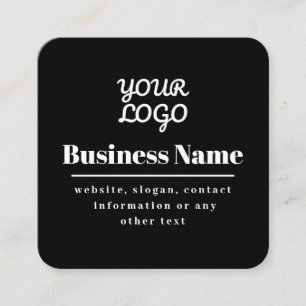 Carte De Visite Carré Code QR & Votre Logo Retro-Moderne Noir & Blanc