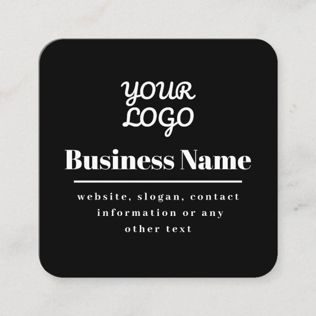 Carte De Visite Carré Code QR & Votre Logo Retro-Moderne Noir & Blanc (Devant)