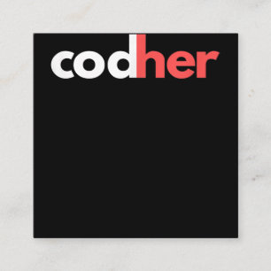 Carte De Visite Carré Codher Girl Programmer Femmes Ingénieur de tige Am