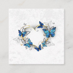 Carte De Visite Carré Coeur bijoux avec papillons Morpho