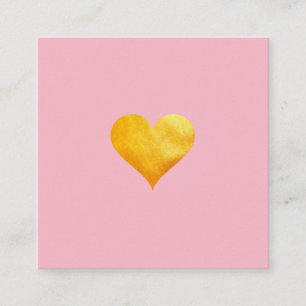 Carte De Visite Carré Coeur doré cutesy (rose)