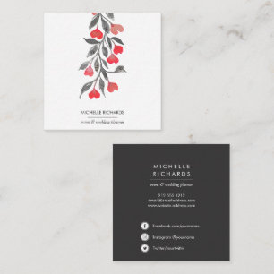 Carte De Visite Carré Cœurs rouges   Icônes professionnelles des médias 