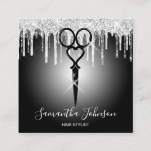Carte De Visite Carré Coiffeur de la coiffeuse de la gamme Silver