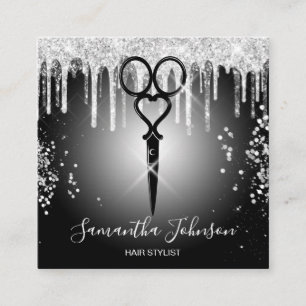 Carte De Visite Carré Coiffeur de la coiffeuse de la gamme Silver